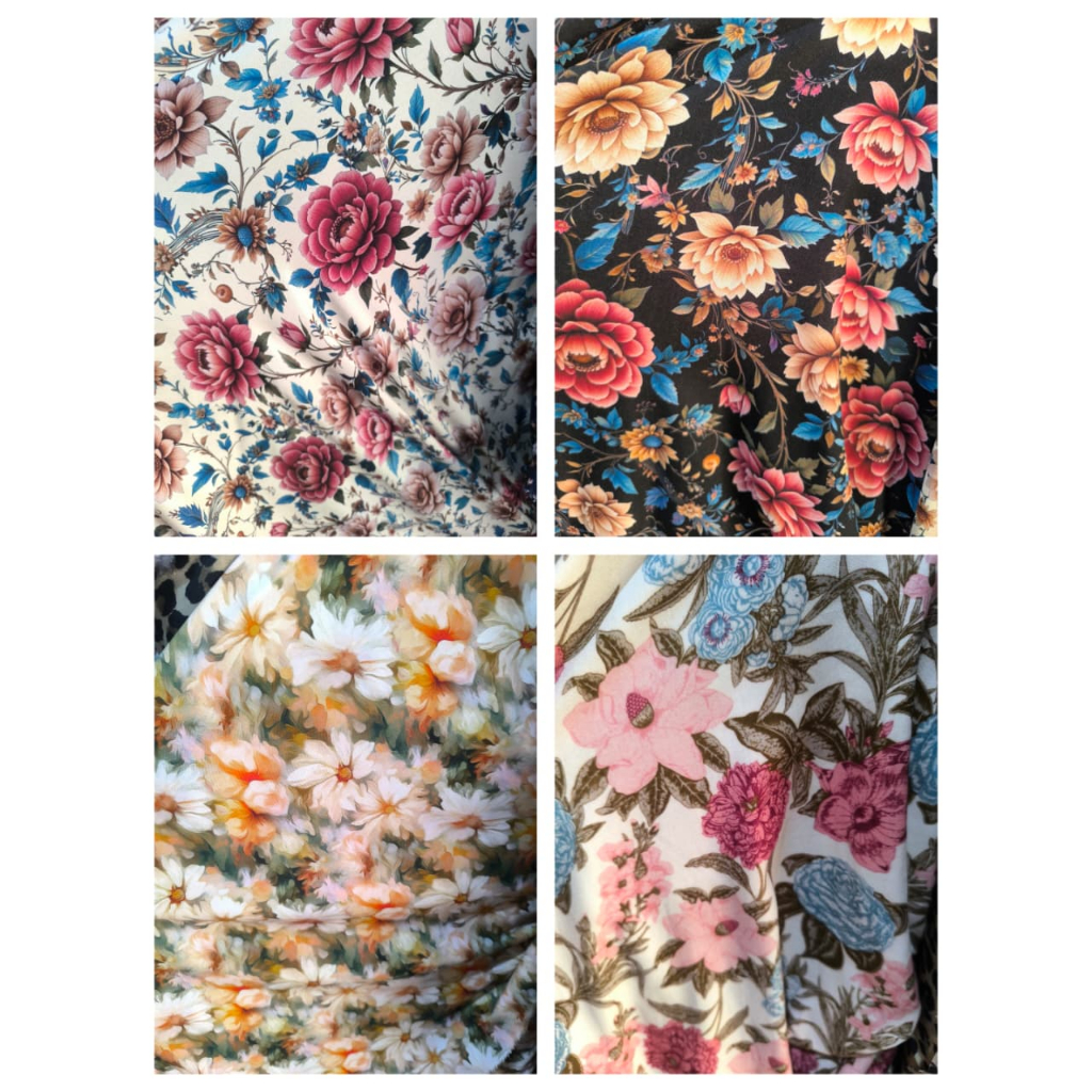 Kain Katun Rayon Viscose Motif Bunga Mawar Premium (0,5 Meter)