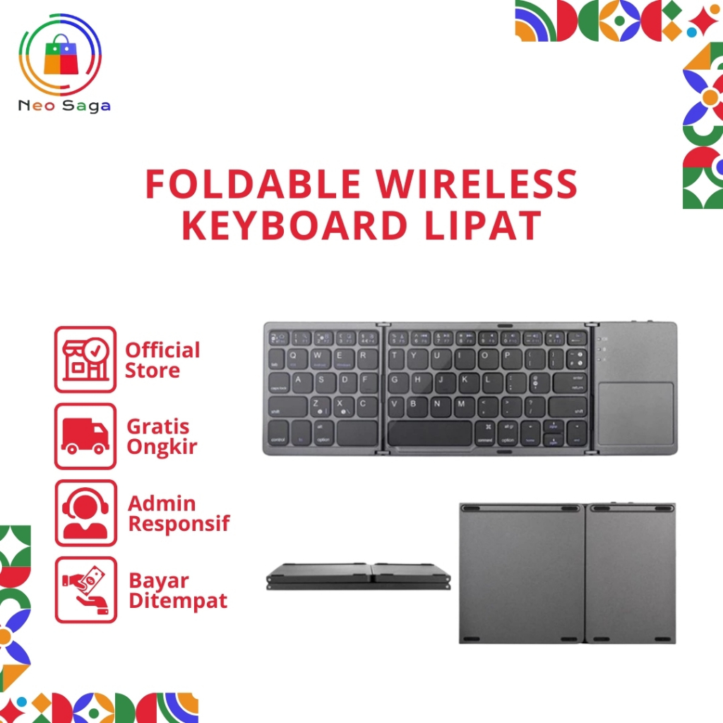 Wireless Keyboard Lipat Foldable Keyboard & Touchpad Bluetooth