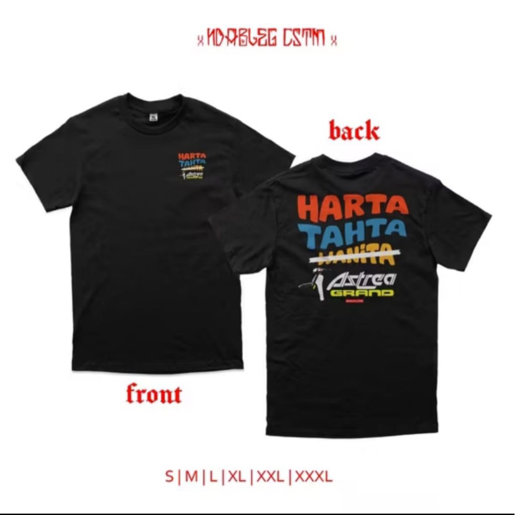 Kaos Hitam Harta Tahta Wanita Astrea Grand Desain Terbaru T-shirt Unisex