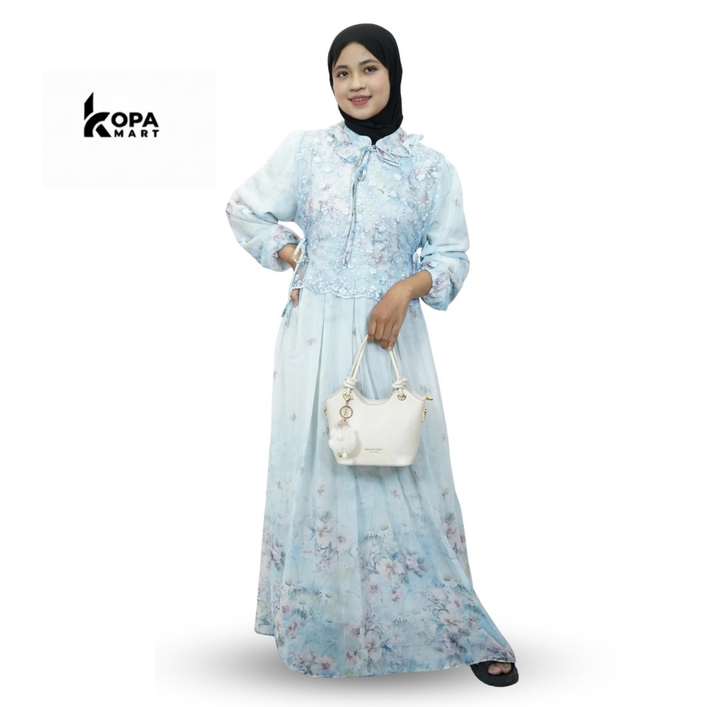 Kopamart - Mayang Gamis Panjang Ceruti Rompi Brokat Motif Bunga Kecil 4 Warna  DKGM1210P