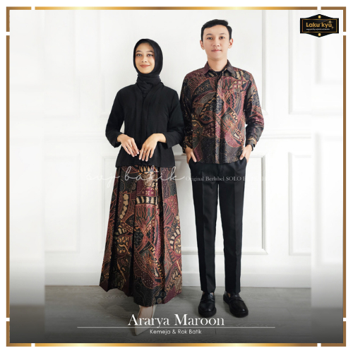 Couple pasangan batik rok dan kemeja lengan panjang katun eksklusif terbaru seragam batik ararya svj