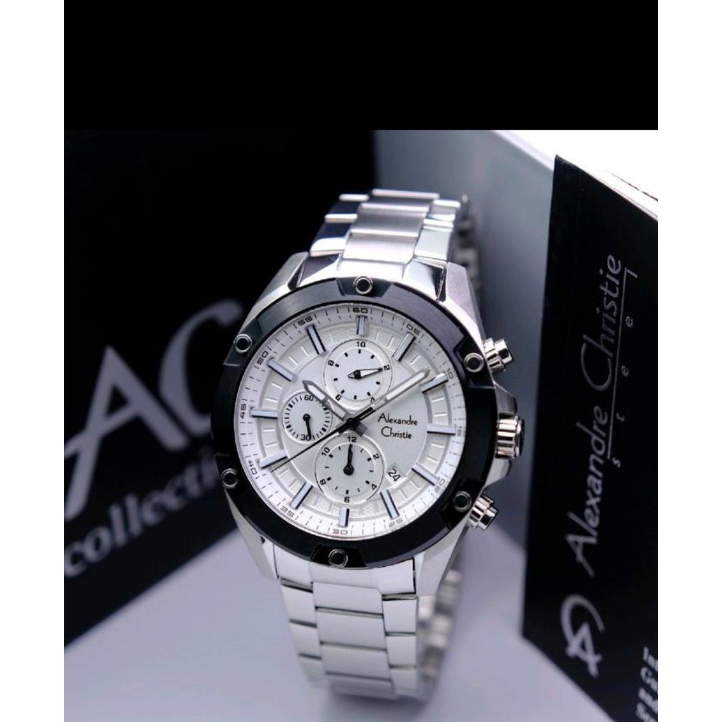 jam tangan pria Alexander Christie AC 6690 pria chronograph original