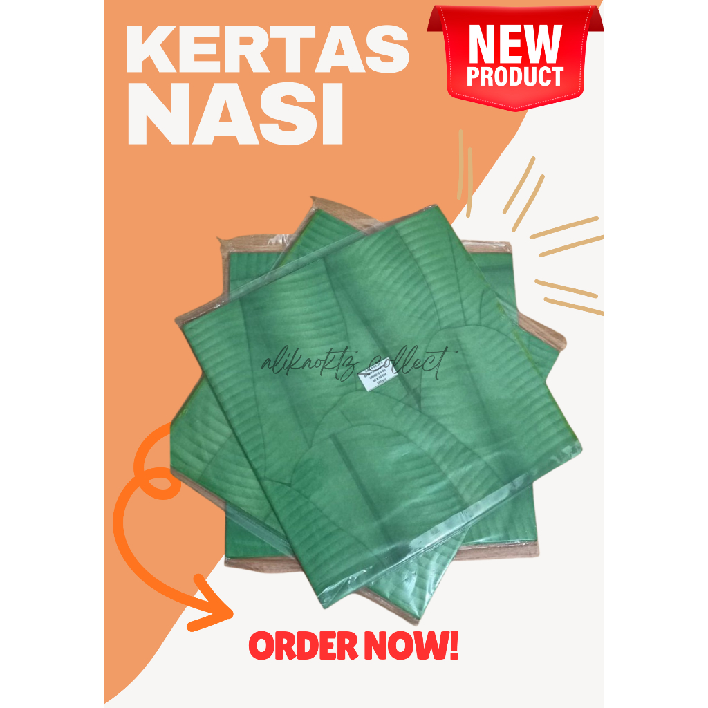 VIRAL KERTAS BUNGKUS NASI  / KERTAS LAMINASI MOTIF DAUN PISANG ASLI ISI 50 LEMBAR MURAH ✔