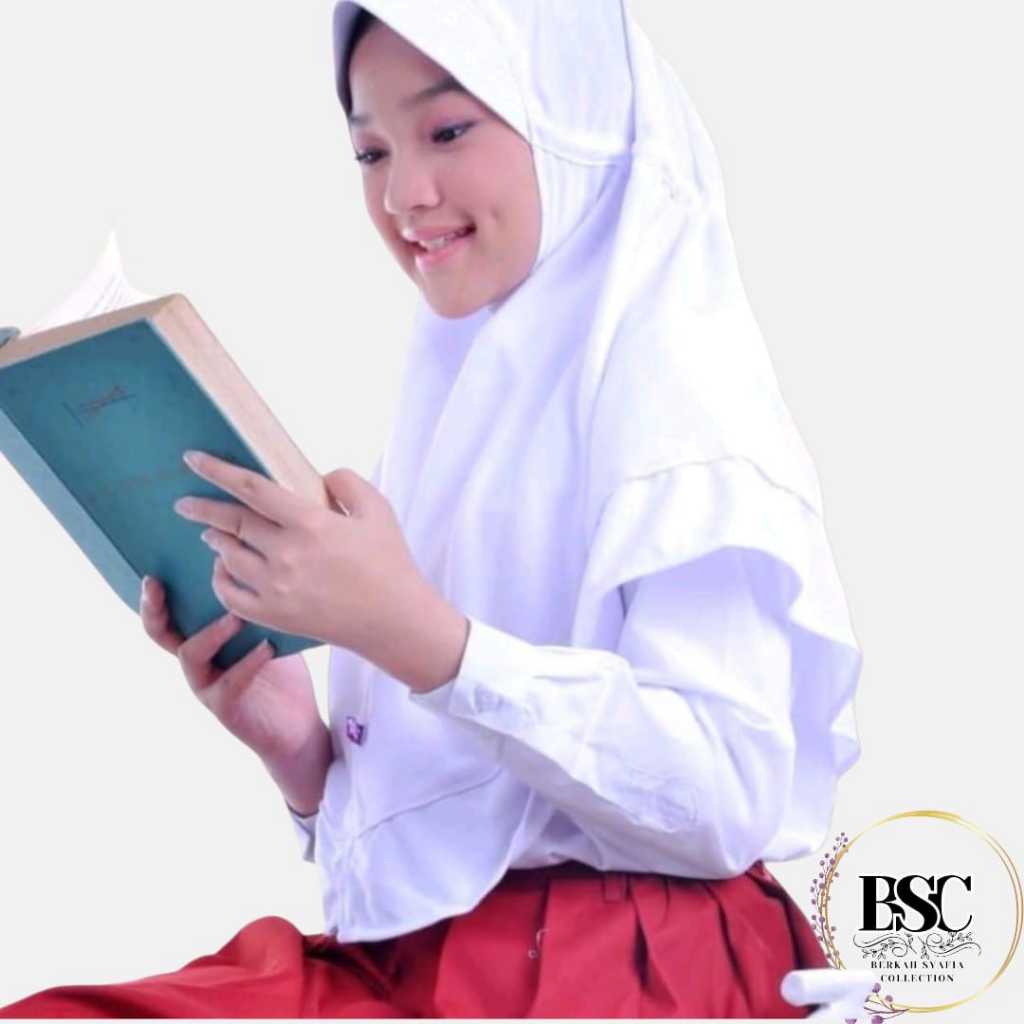 Hijab sekolah Kerudung Sekolah Anak SD Renda Serut - Putih