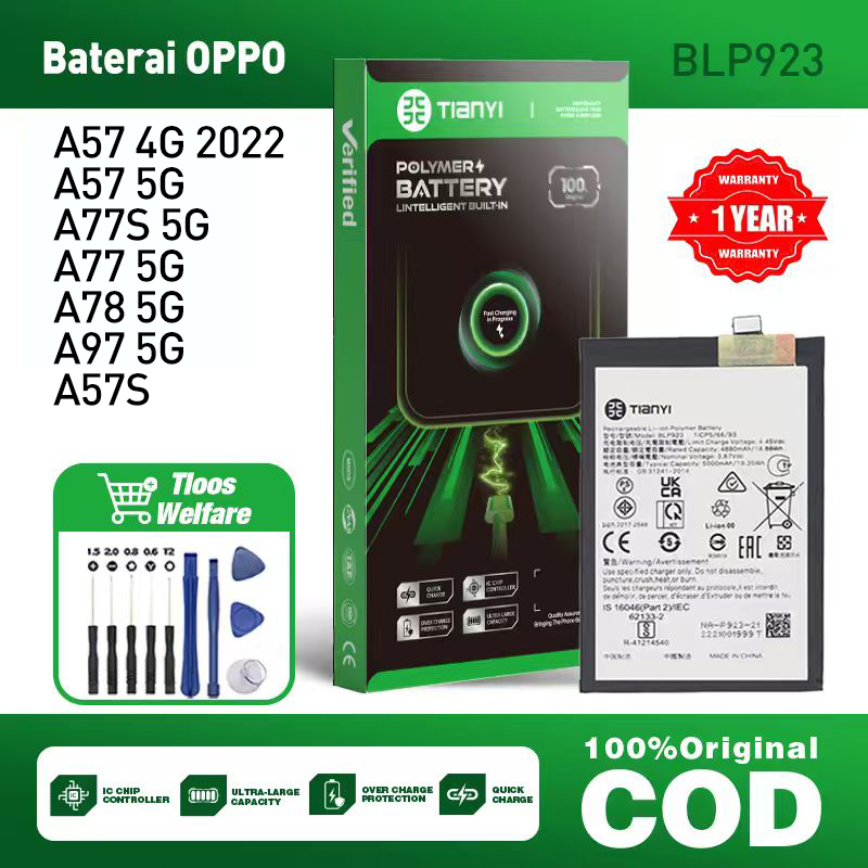 Baterai OPPO A57 4G 2022 / A57 5G / A77S A77 5G/ A78 5G/ A97 5G/ A57S Batre BLP923 Batrai ORIGINAL 1
