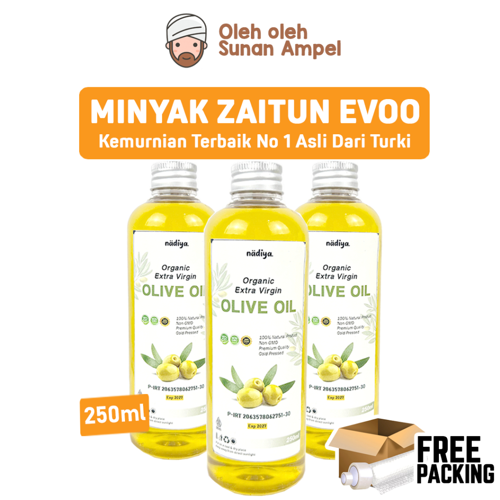 MINYAK ZAITUN Premium 250ml EVOO Olive Oil Alami Suplemen Makanan Natural Organik
