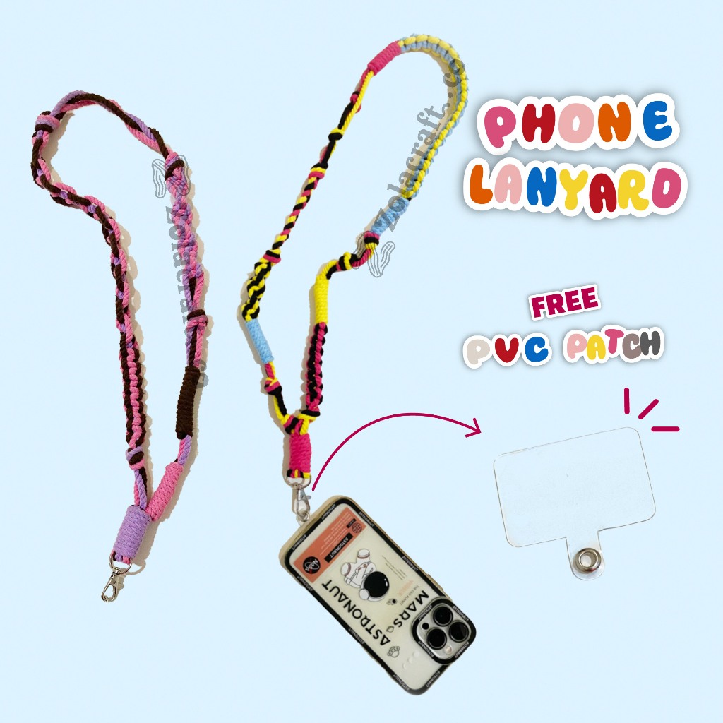 Strap Hp MACRAME | Gantungan Hp Leher SB4B | Lanyard | Gantungan ID Card Aesthetic | Free PVC
