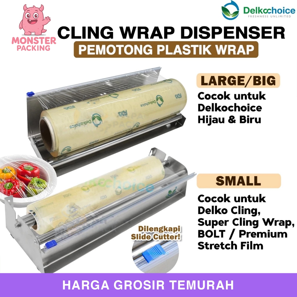 Cling Wrap Dispenser Alat Pemotong Plastik Wrapping Sliding Cutter Makanan DELKOCHOICE
