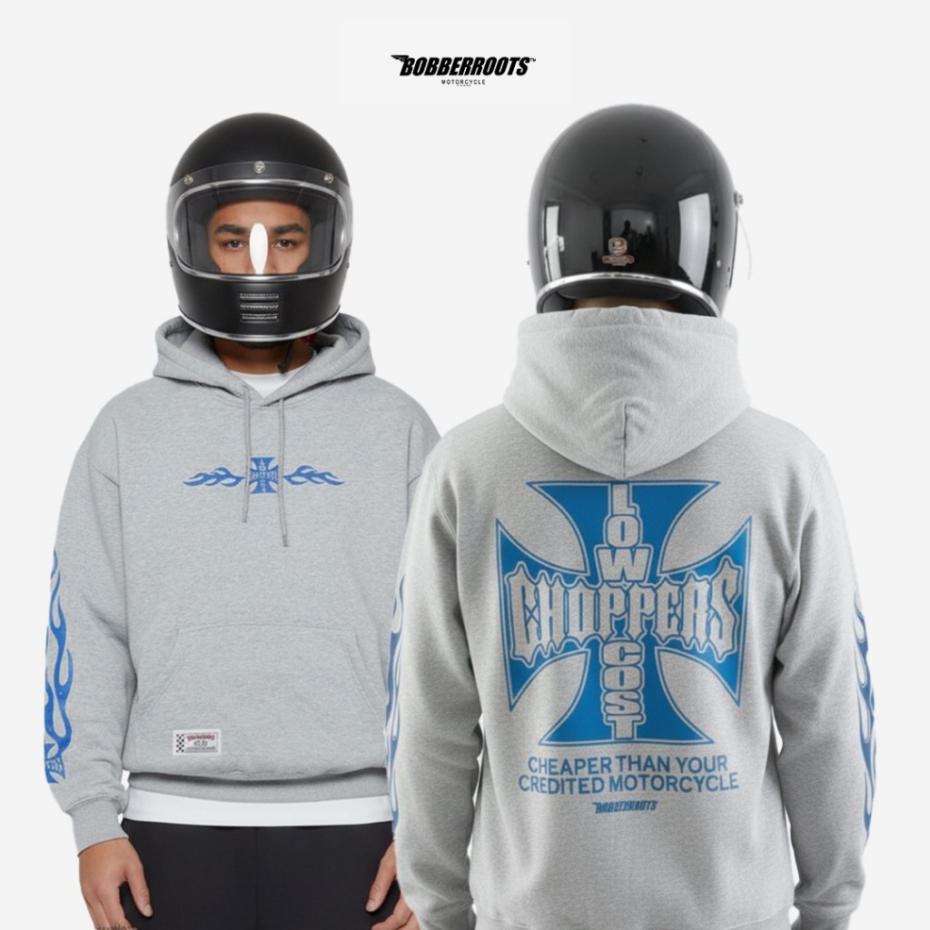 Sweater Hoodie Pria Grey - Lowcost Choppers - BobberRoots