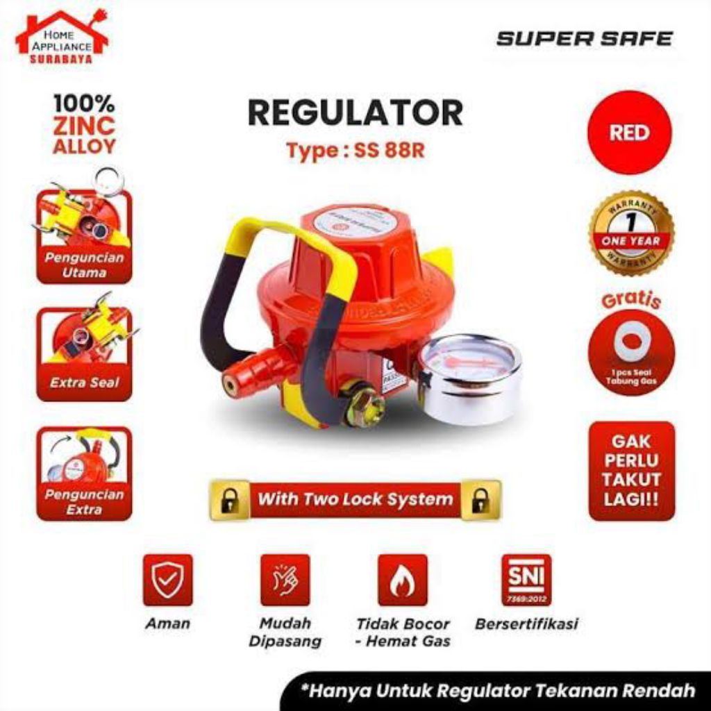 Regulator Super Safe Gas LPG Double Lock Meteran