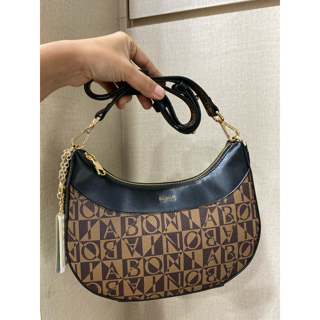 TAS BONIA SLING BAG MONOGRAM LIS HITAM