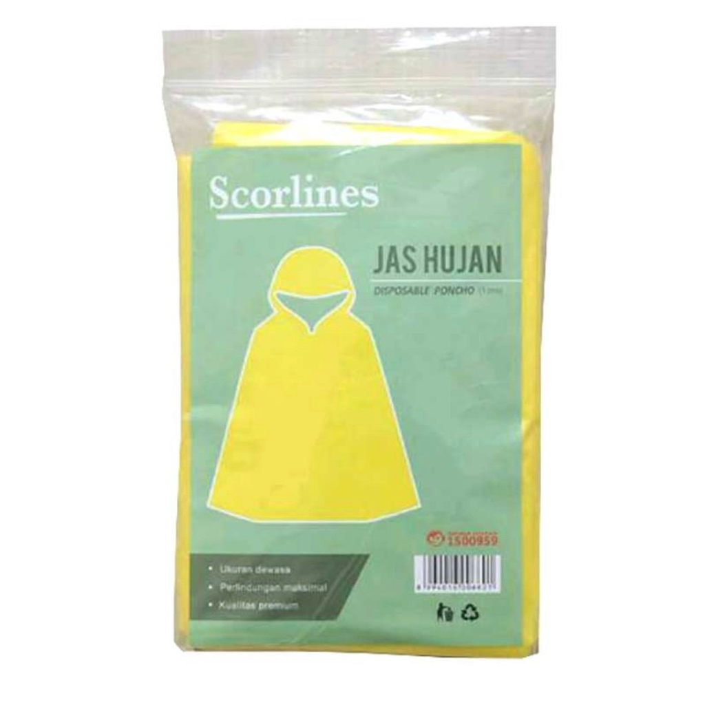 Scorlines Jas Hujan Plastik Disposable Poncho Assorted