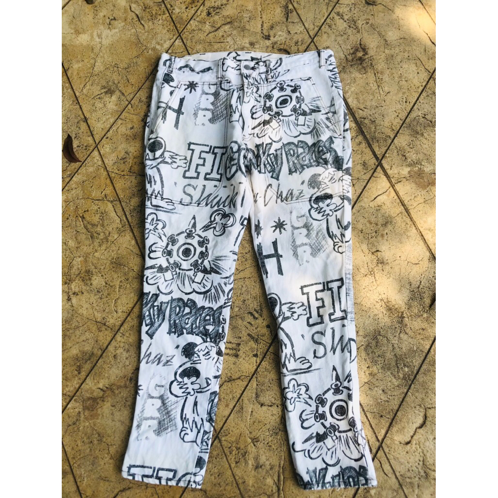 vintage ficce uomo jeans japan full print