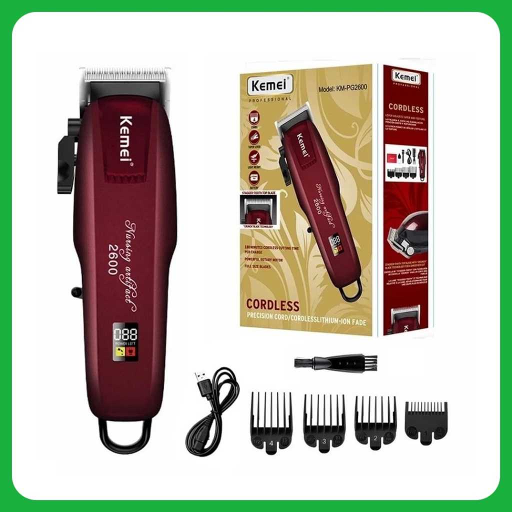 KEMEI PG 2600 LED, kemei alat cukur rambut elektrik portabel