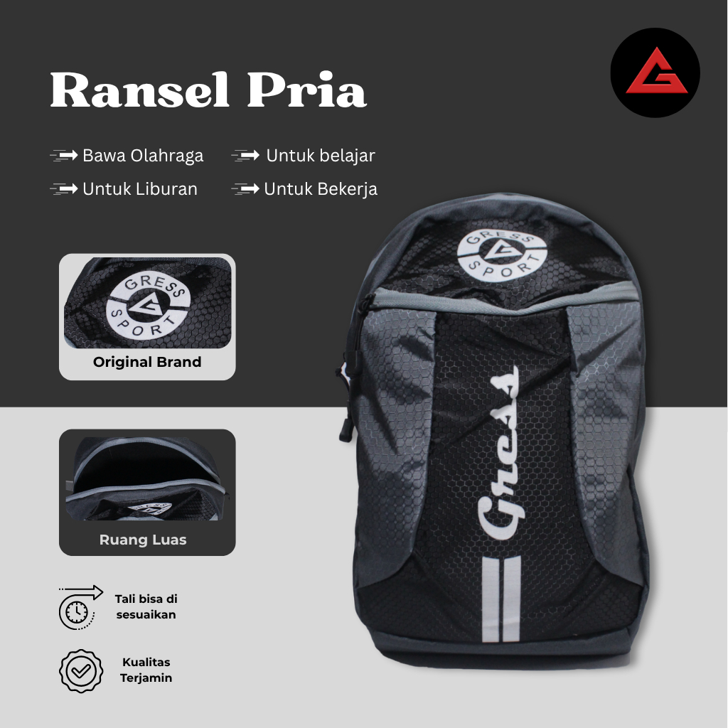 Gresspack Tas Ransel Pria / Tas Futsal Simpel Original Bahan Cordura Tawon