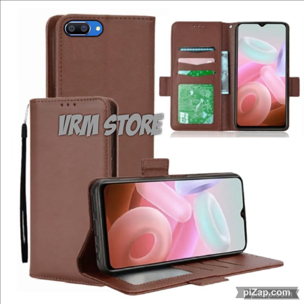 Case Dompet Hp Oppo A3s - A5 - Realme C1 Case Dompet Casing Hp Flip Kulit Case Wallet Leather Cover
