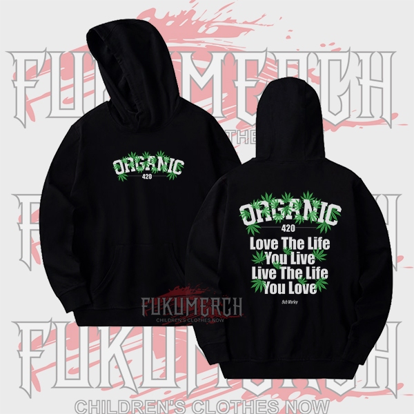 Jaket Hoodie Bob Marley 420 Organic Reggae Hitam Cotton Fleece