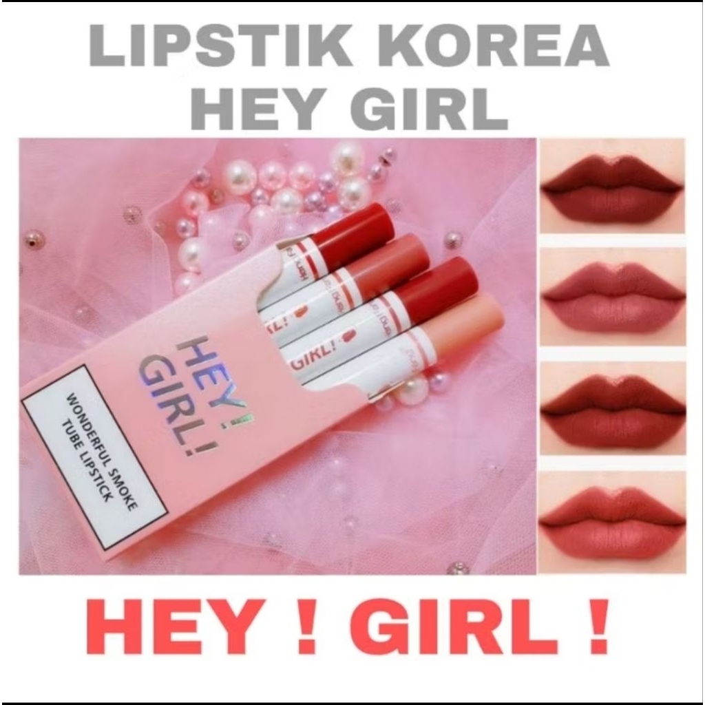 [DAPAT ISI 4pcs WARNA ] Lipstik korea hey girl smoke original Heng Fang READY STOK HENGFANG HEY GIRL