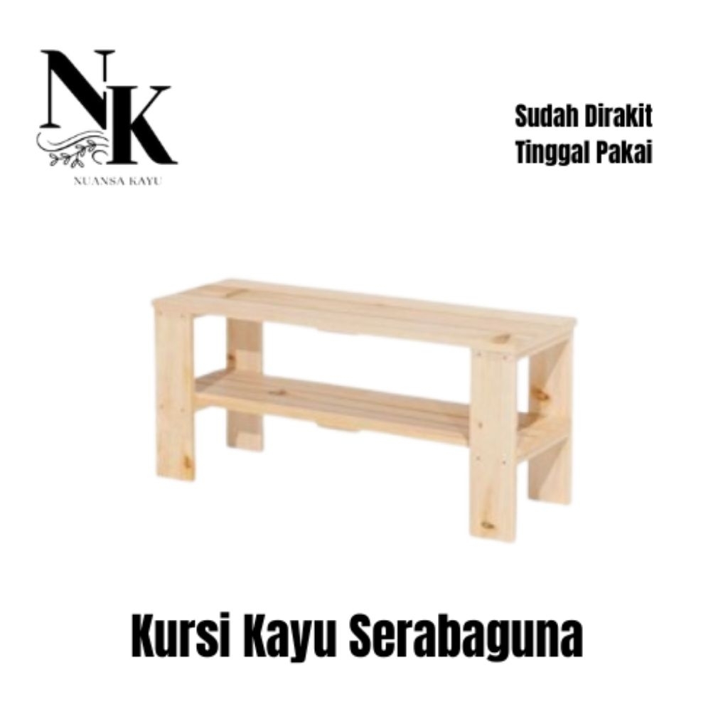 Kursi Kayu Panjang/ Bangku Kayu Serbaguna/ Rak Kayu Minimalis jati Belanda