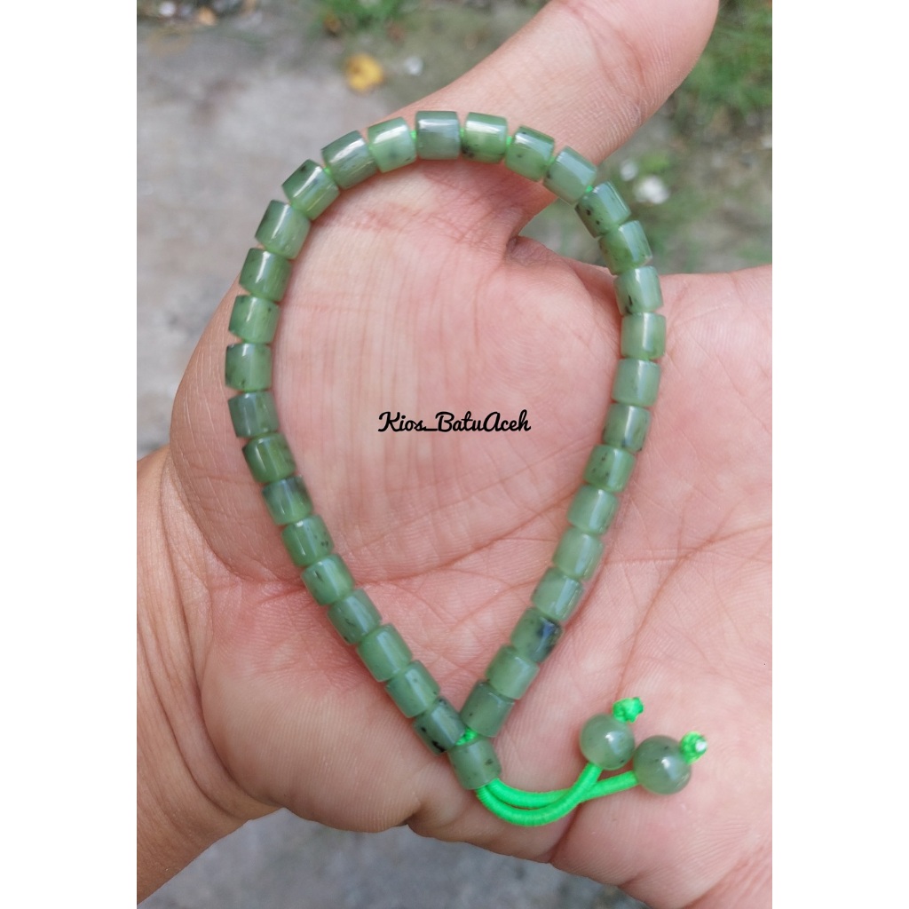 Gelang Tasbih Batu Giok Nephrite Jade Original Asli Aceh Tabung 33 Butir
