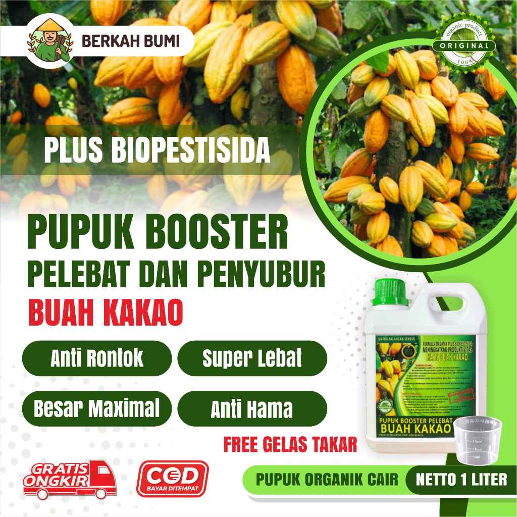 Pupuk Organik Cair KAKAO / POC KAKAO / Pelebat Penyubur BUAH KAKAO 1 Liter / Booster BUAH KAKAO / Pu