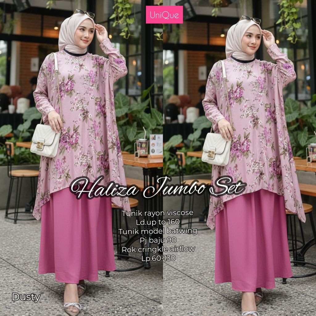 New setelan wanita | Haliza set  rok jumbo by Unique