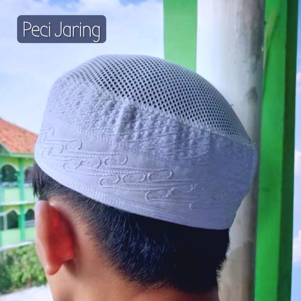 PECI MADINAH JARING KOPIAH HAJI TINGGI 4CM 5CM 6CM 7CM 8CM KOPIAH PECI PUTIH IKAF MADINAH PECI MARAW