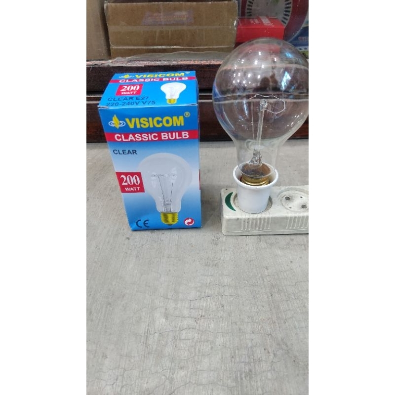 Lampu / bohlam ayam pijar clear VISICOM cahaya kuning 200 Watt