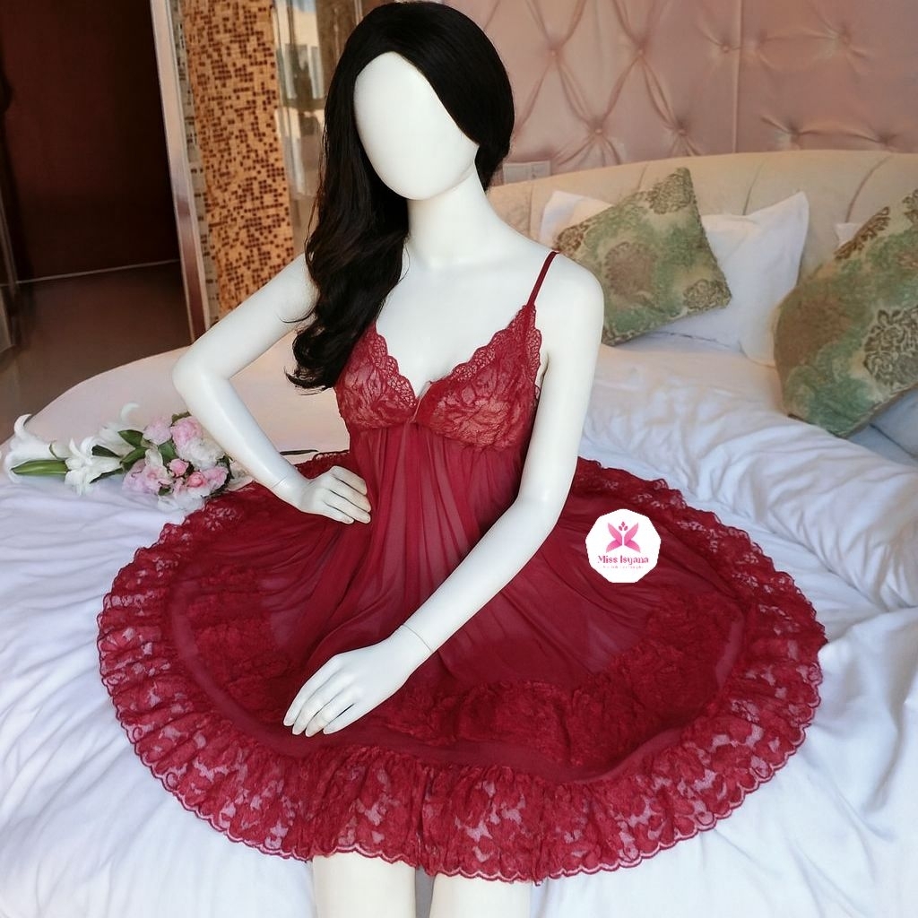 Miss Isyana Lingerie Transparan Jumbo BST24 Baju Cantik Depan Suami Lingerie Sexy Jumbo Baju Tidur W