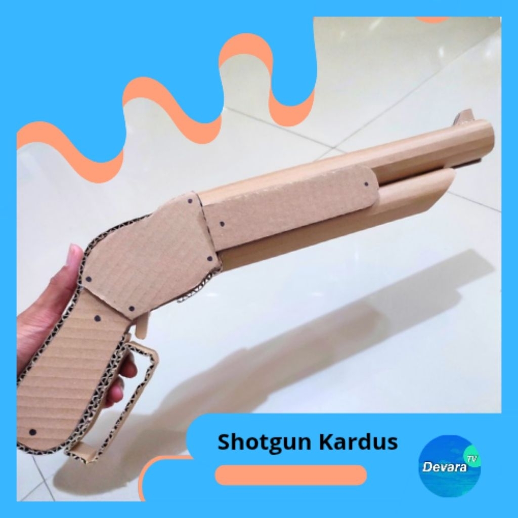 Mainan Shotgun Kardus Peluru Karet Gelang, Shotgun Free Fire Kardus, Tembakan Mainan Shotgun Pistol