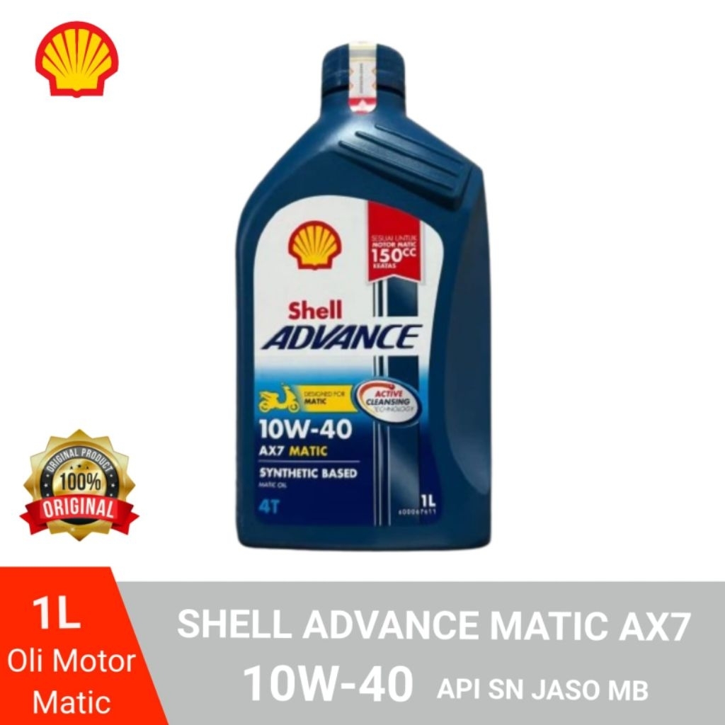 Shell Advance Matic Ax7 10W-40 API SN JASO MB /Oli Motor Matic 1 Liter