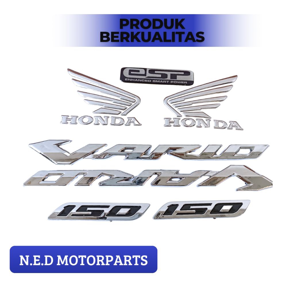 Emblem Logo Timbul Vario 150 Paket Lengkap Warna Silver Logo Timbul Vario 150 Lengkap Set Wing Sayap