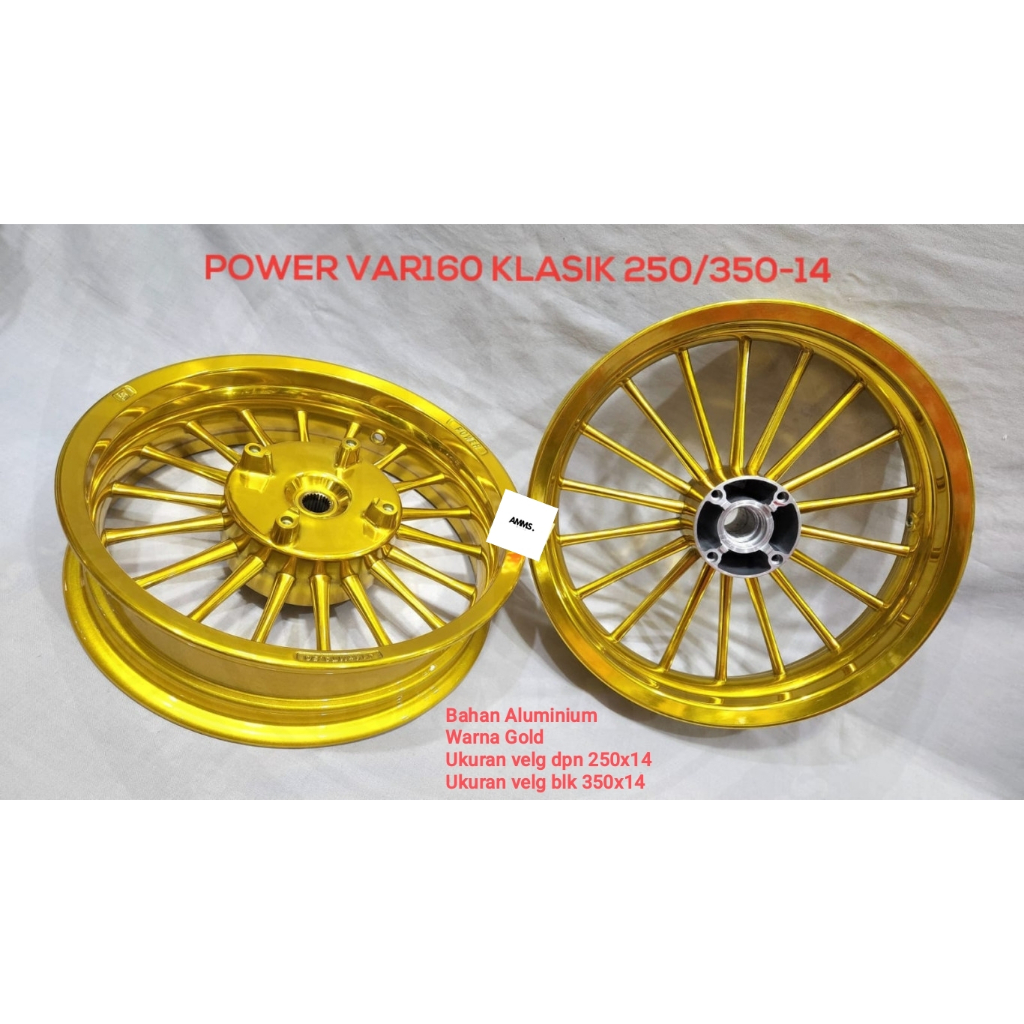 SEPASANG VELG POWER VARIO160 KLASIK P18 UK.250/350 RING 14 HITAM