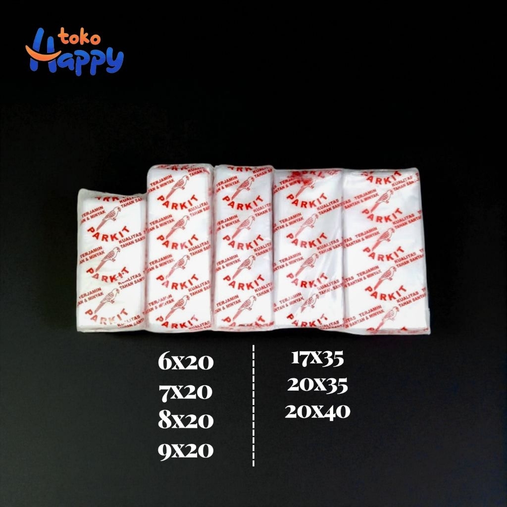 PLASTIK PE PARKIT 6x20 / 7x20 / 8x20 / 9x20 BENING PER PACK