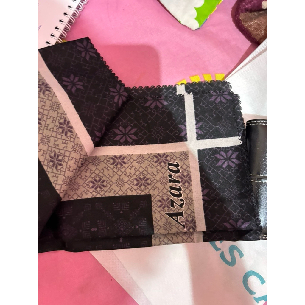 hijab motif hitam azara real asli