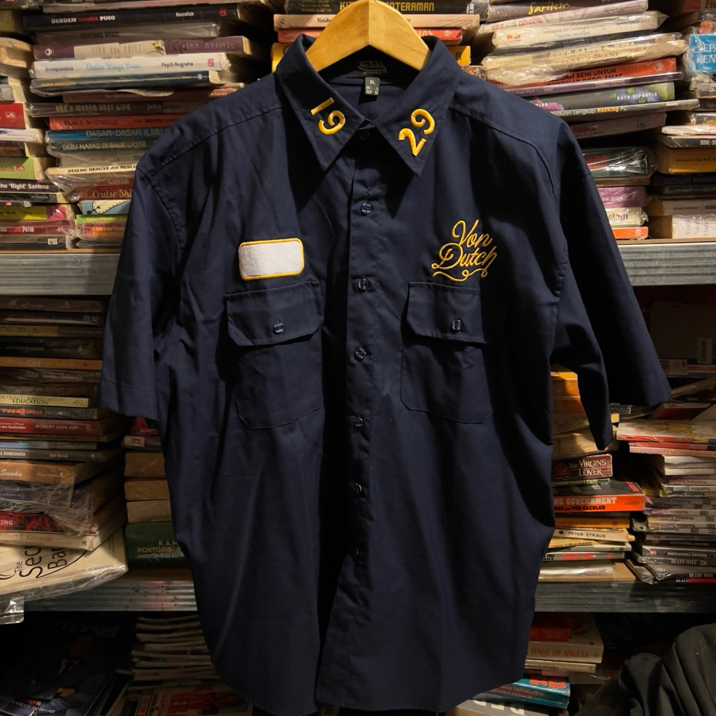 ORIGINAL Workshirt Von Dutch Kemeja Kerja Shirt Motor Biru Navy Deus Ex Machina Lawless Harley David
