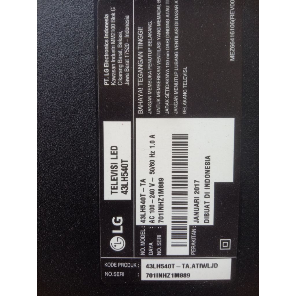 mesin tv LED digital 43in