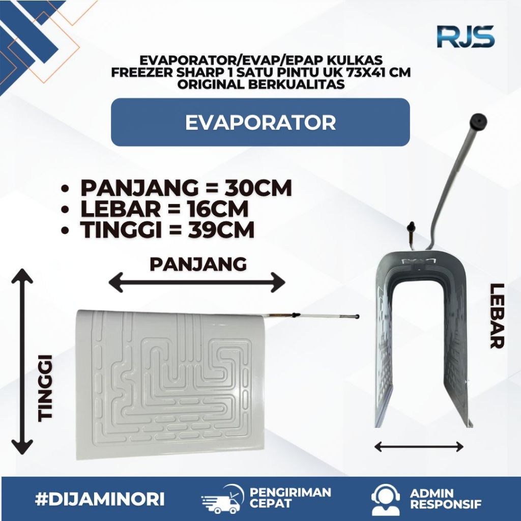Evaporator/Evap/Epap Kulkas Freezer Sharp 1 satu pintu UK 73x41 Cm Original berkualitas