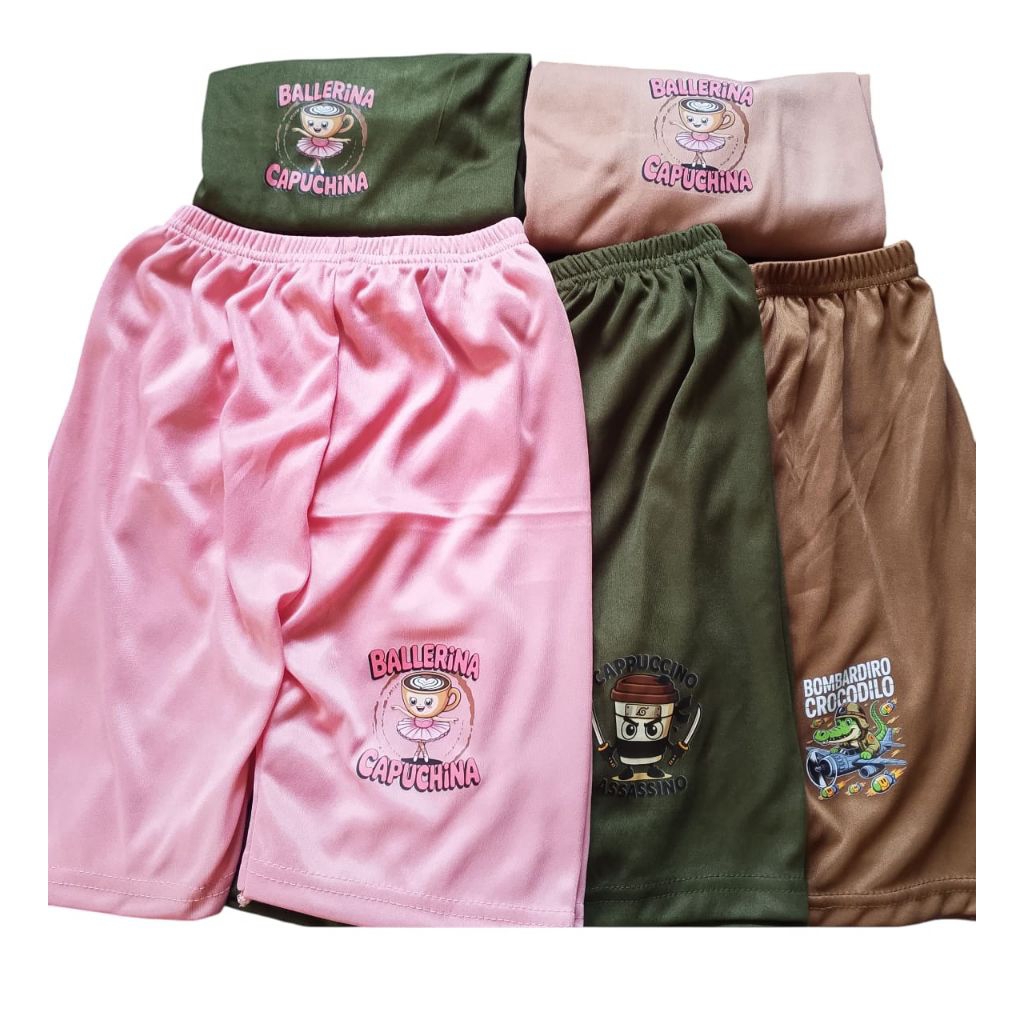 isi 6 pcs short sablon anak motif lucu,shot legging anak cewek TK,SD motif terbaru
