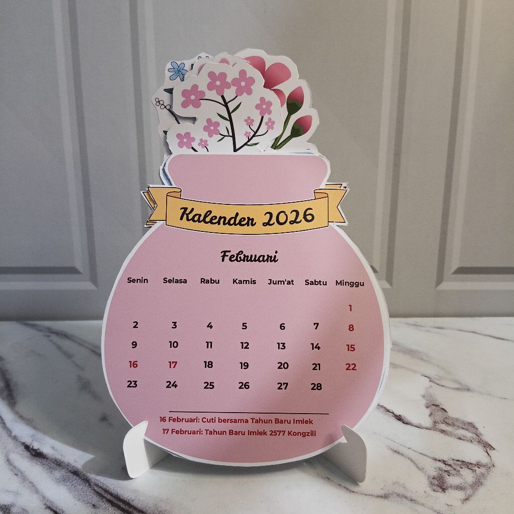 Kalender Meja Pot Bunga 2026 – Desain Lucu dan Unik