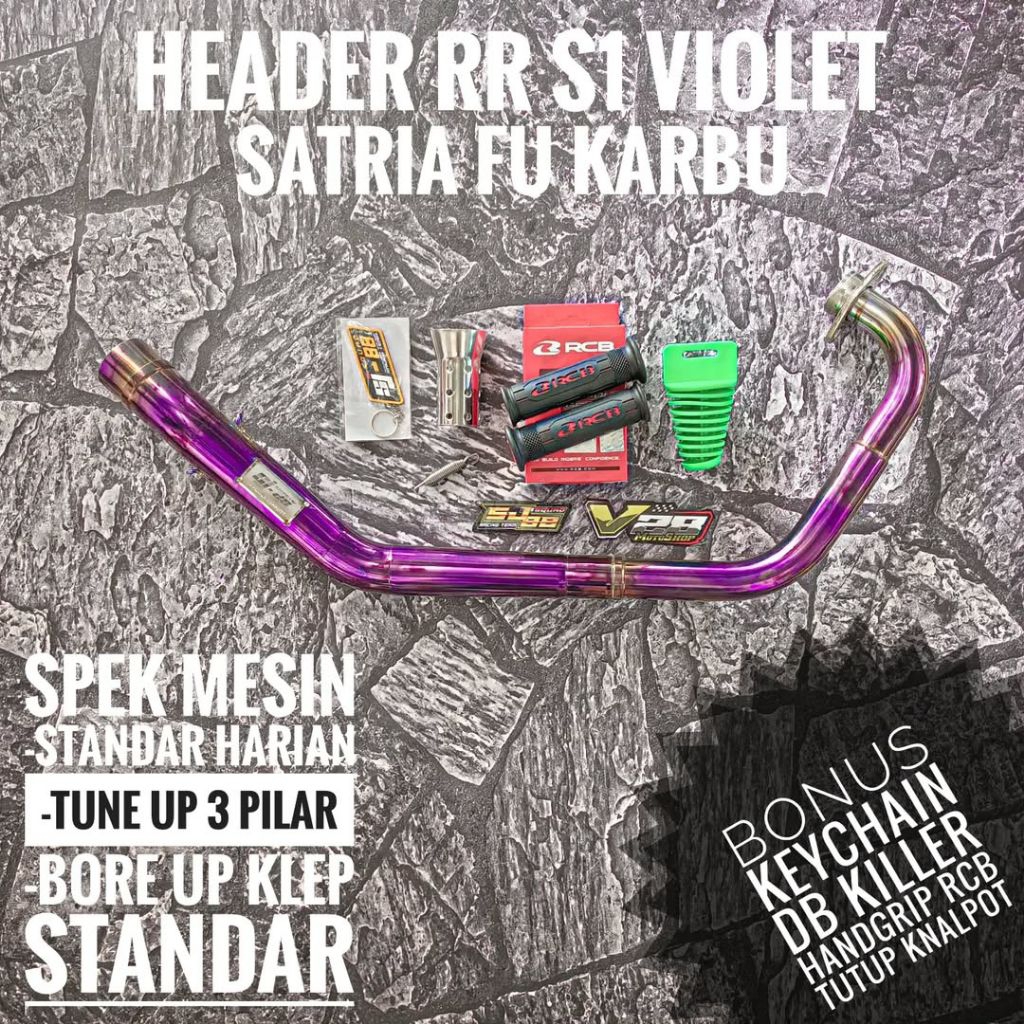 Header Only SJ-88 RR S1 Blue Violet Satria Fu Karbu Pipa Leheran Ngacung Roadrace Original SJ88 Raci