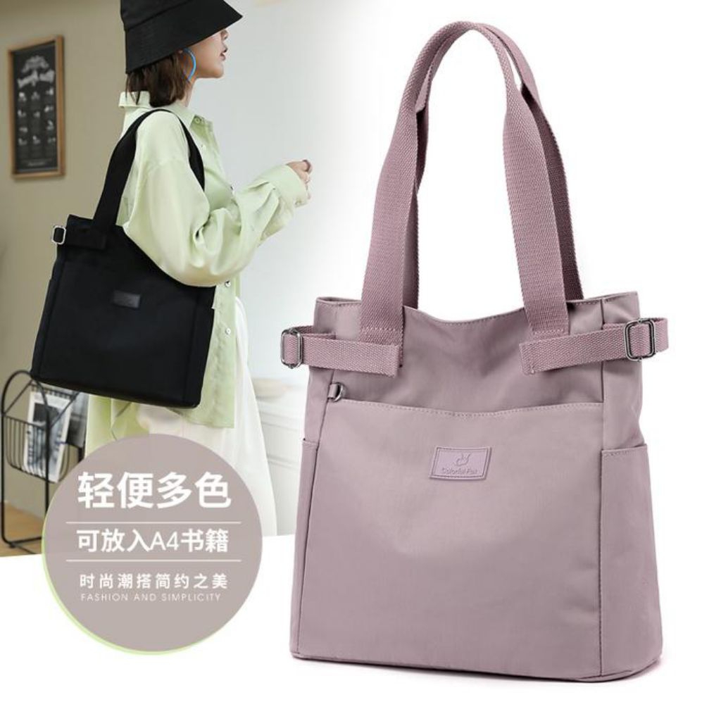 Tas bahu wanita colorful fox 0441 nilon waterproof tote bag kuliah totebag sekolah