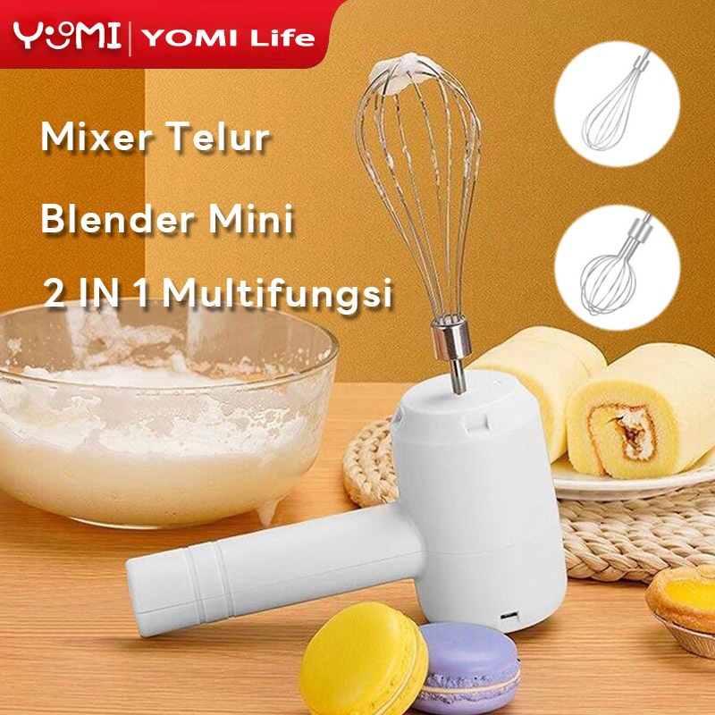 Hand Mixer & Mini Blender Elektrik Wireless Portabel 2-in-1 Serbaguna USB Rechargeable | Mixer Telur