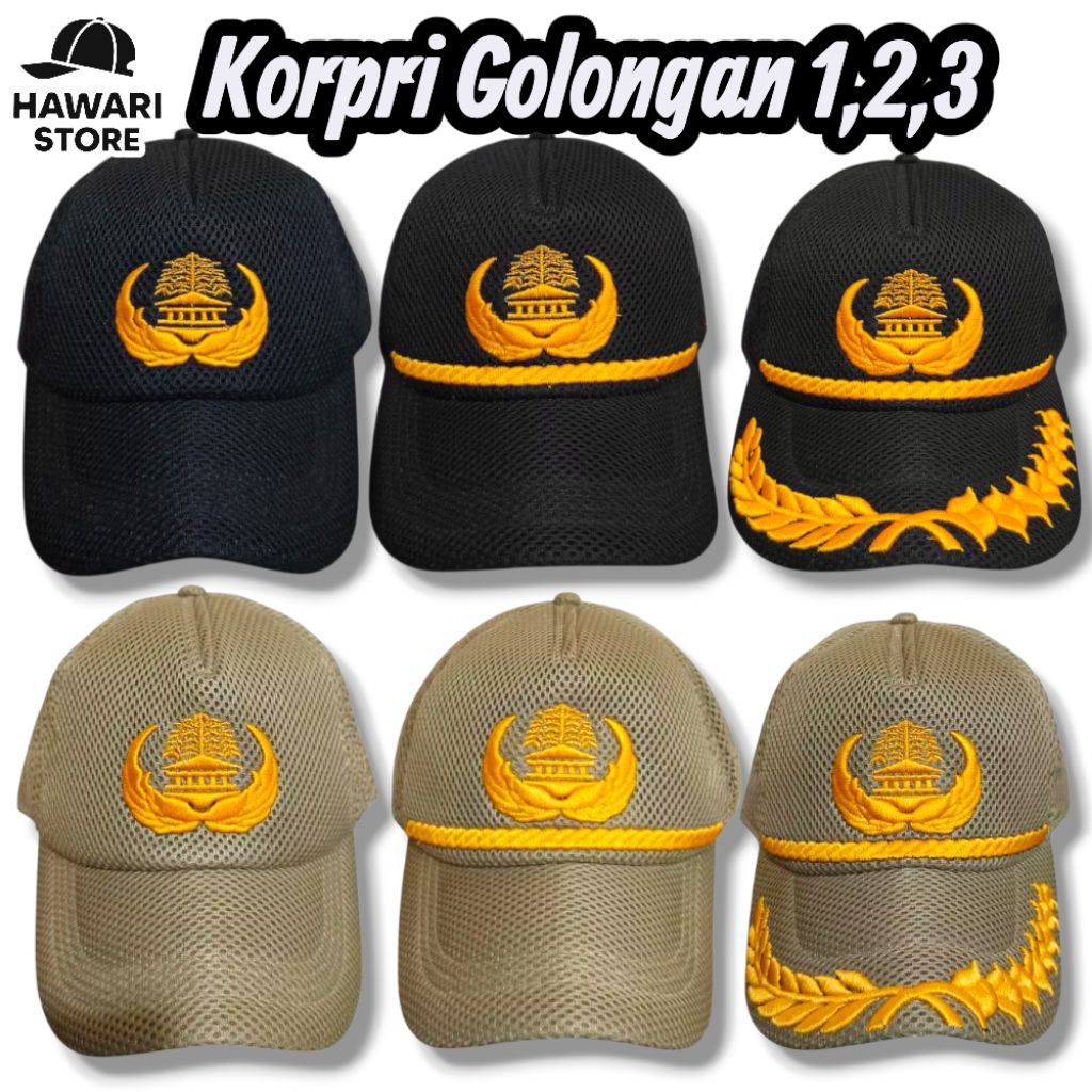 Topi Korpri Bahan Doublemes Golongan 1/2/3/4 - Topi Pns Bordir - Topi Dinas Pns Bordir - Topi Korpri