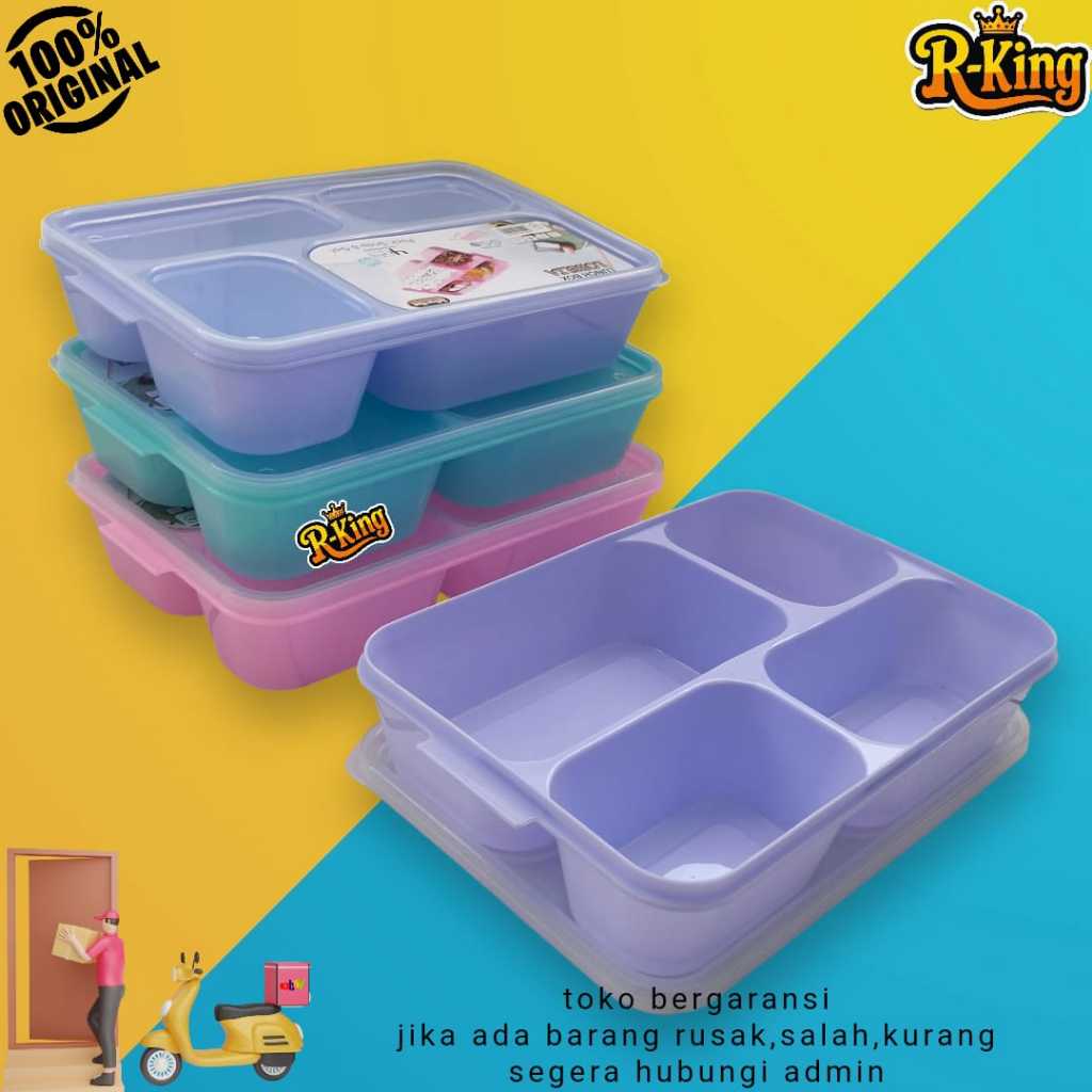 Lunch Box LOBELIA 4 Sekat Misting Tempat Makan Kotak Bekal Anak