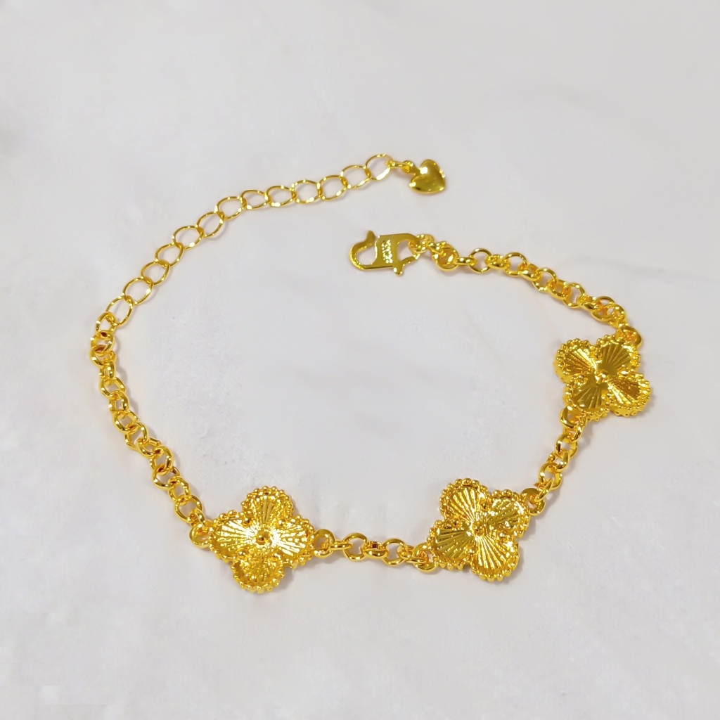 Gelang Nori Clover Dubai Emas Makassar Berkilau Kuning 24k