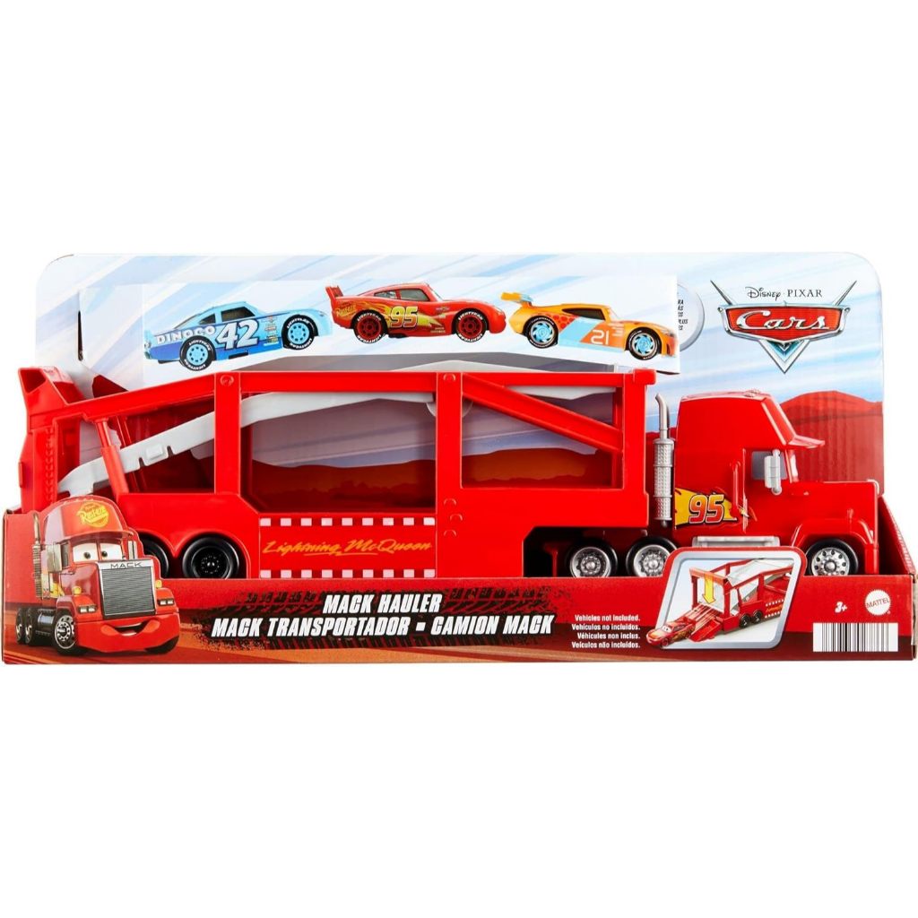 MATTEL DISNEY AND PIXAR CARS MACK HAULER, 13-INCH TOY TRANSPORTER TRUCK WITH RAMP & CARRY STORAGE