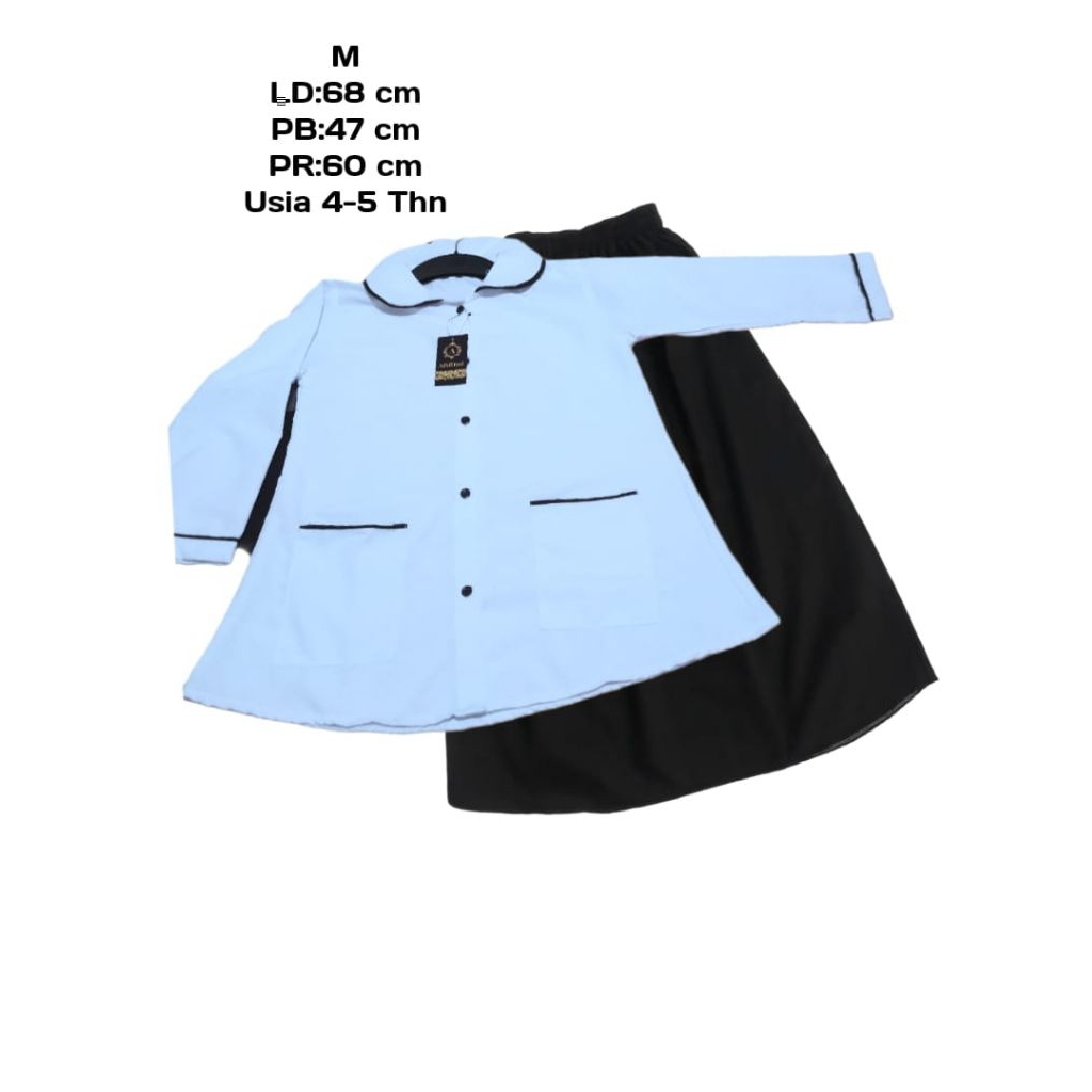 Baju Hitam Putih Anak Muslim Atasan Anak MI SD TK Kerah Korea