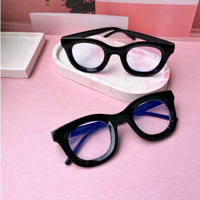 kacamata boldie bulat frame tebal gaya retro steampunk