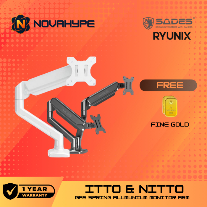 Sades Ryunix Monitor Ergonomic Arm Itto & Monitor Arm Dual Nitto